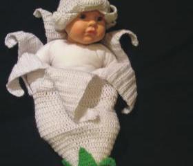 Baby hat cocoon set white lily photography props white 0-3
